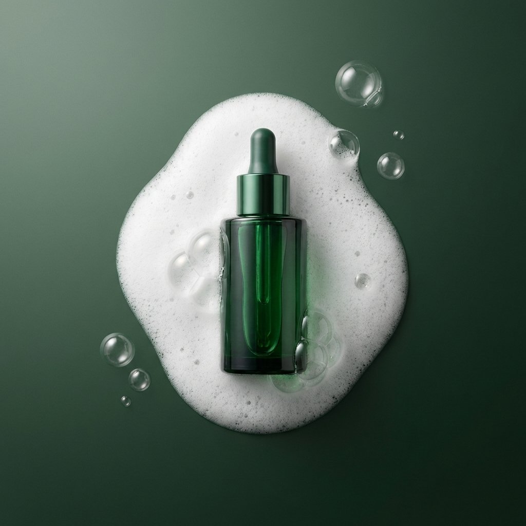 EcoLuxe Studio — Organic Foam Pool Product Photography on Dark Green example 1