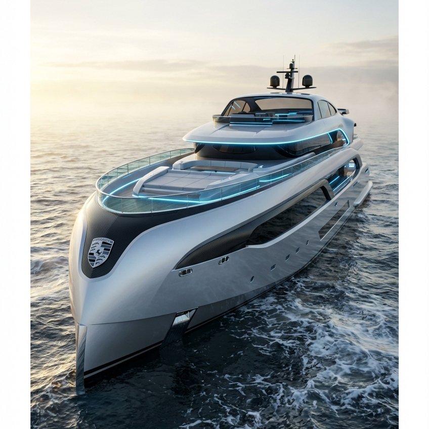 Luxury Mega Yacht — Brand-Inspired 3D Cinematic Render example 1