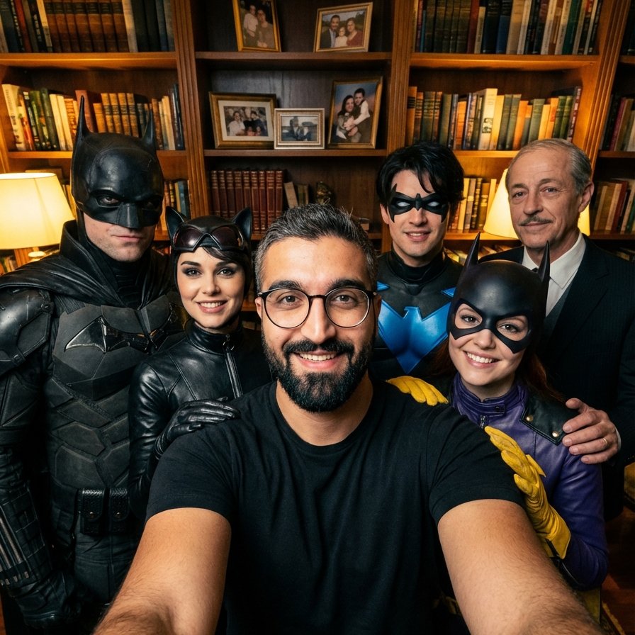 Selfie with the Batman Family — Cinematic Group Photo with DC Characters example 1