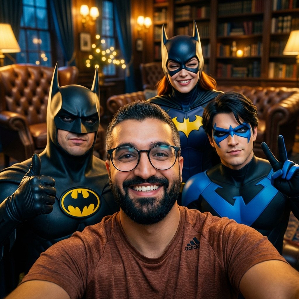 Selfie with the Batman Family — Cinematic Group Photo with DC Characters example 3