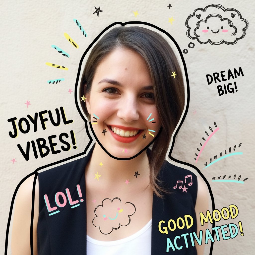 Hand-Drawn Doodle Overlay — Playful Photo Edit example 1