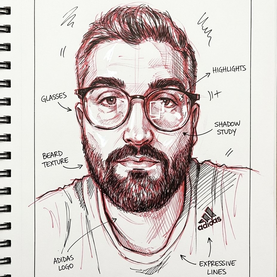 Red Pen Portrait Illustration from Your Photo example 3