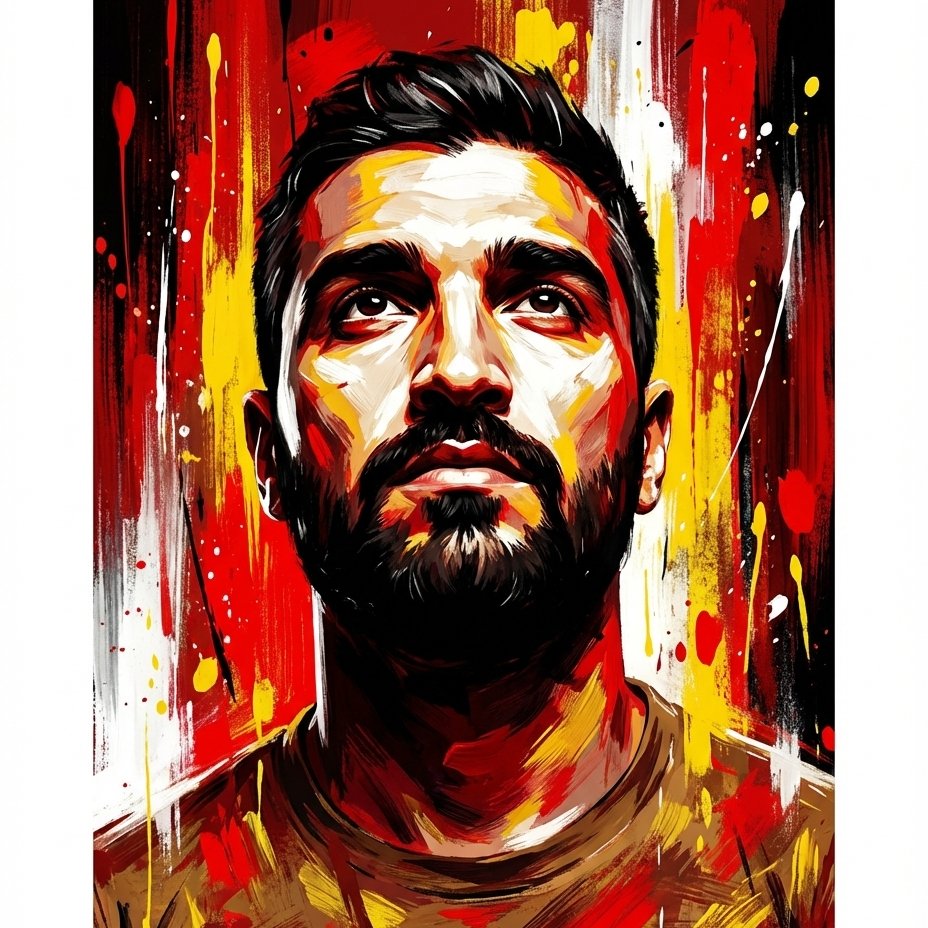 Dramatic Red & Yellow Digital Painting Portrait example 2