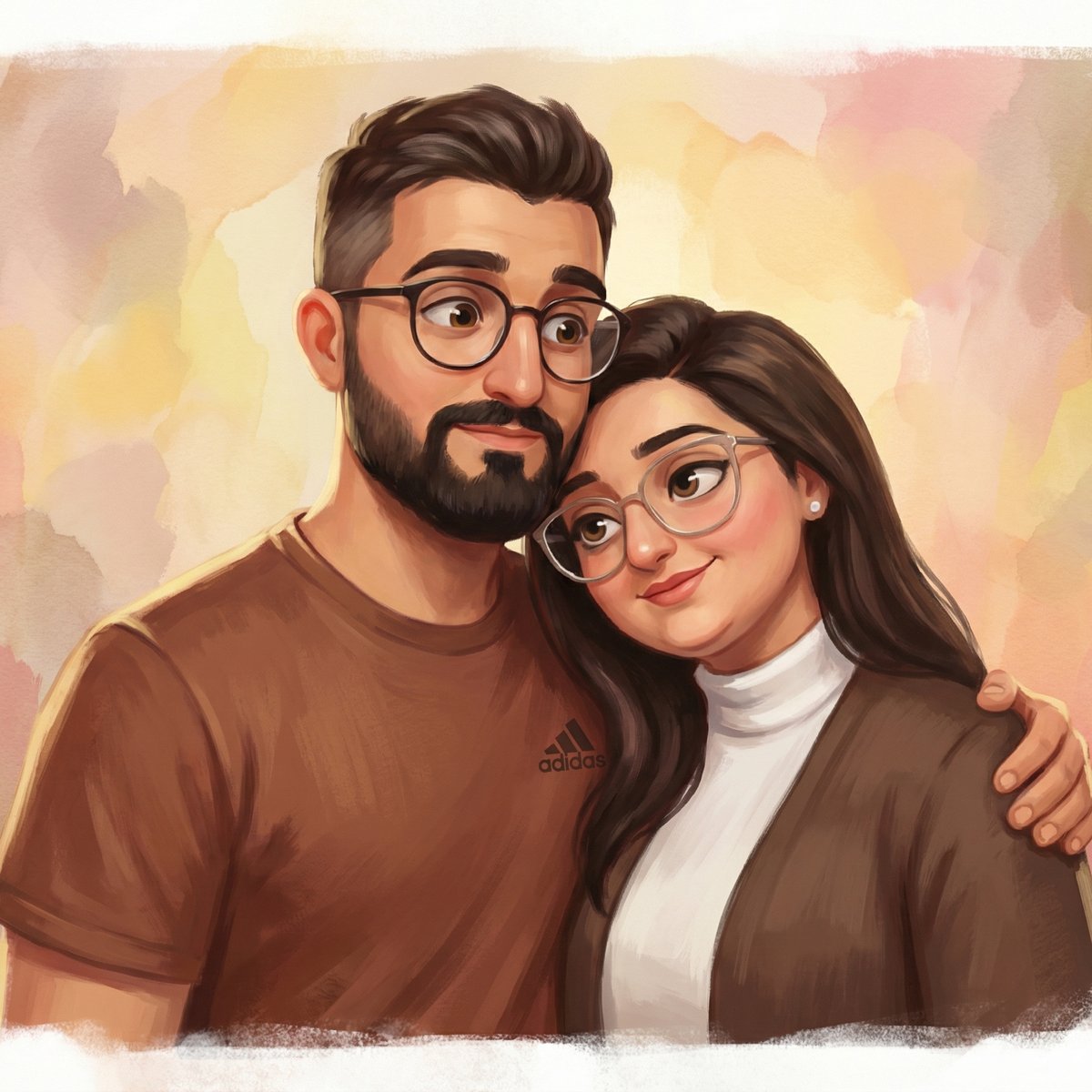 Painterly 3D Cartoon Slow Dance — Watercolor Brushstroke Romantic Scene example 1