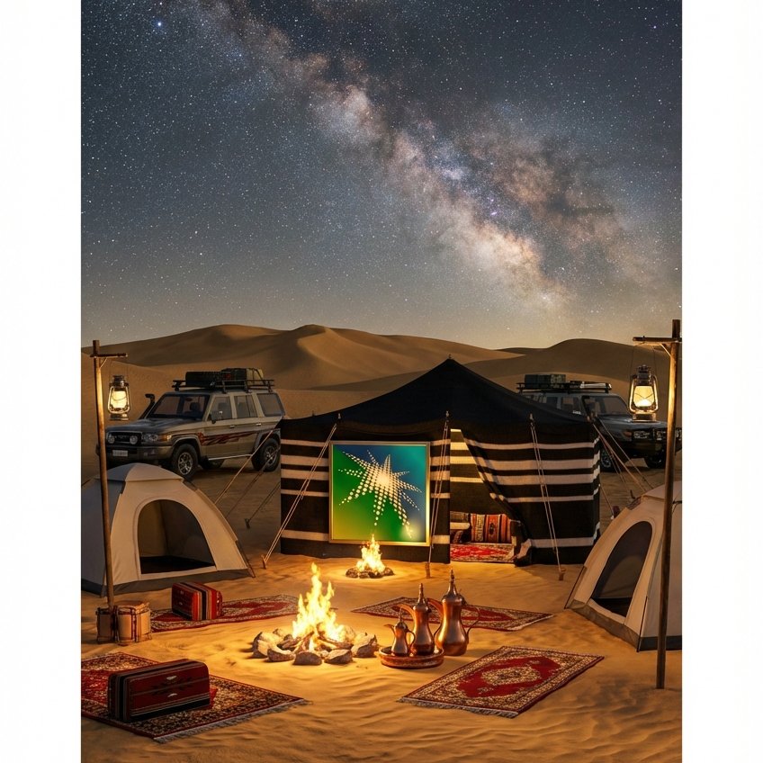 Sands & Stars Saga — Saudi Desert Night Camp with Brand Logo example 3