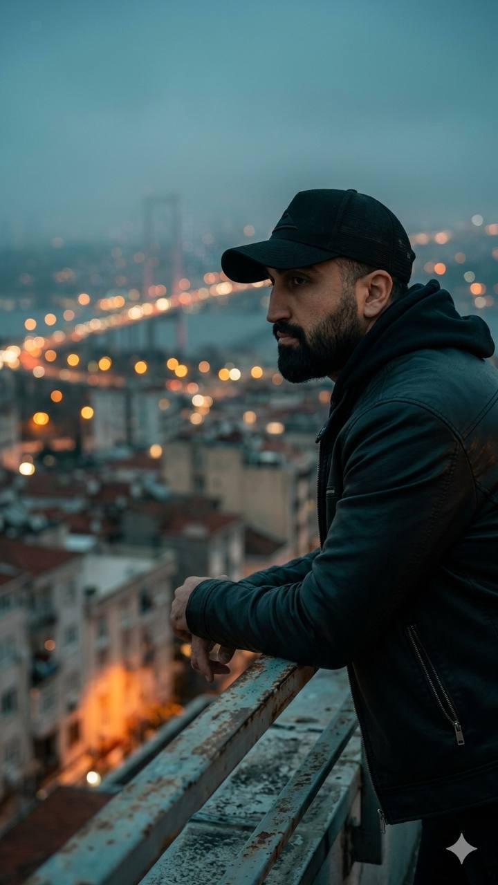 Rooftop Cinematic Portrait — Blue Hour City example 1