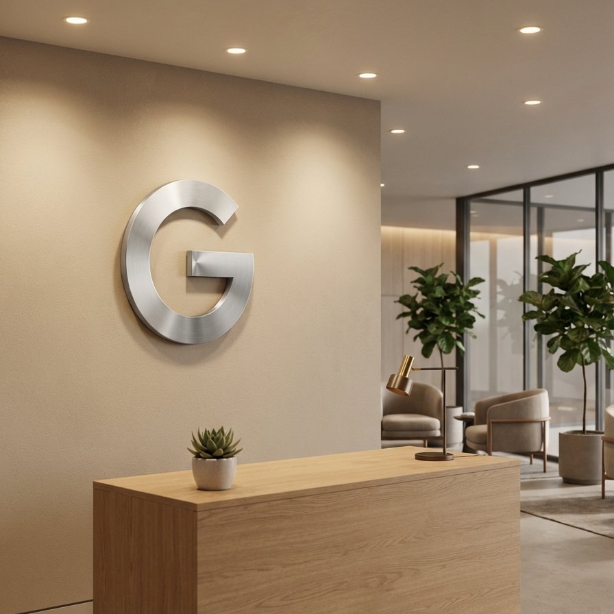 3D Office Lobby Logo Wall Mockup example 1