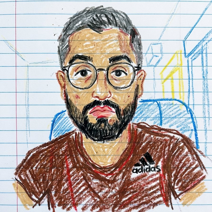 Crayon Kid Drawing — Transform Any Photo into a Childlike Portrait on Lined Paper example 1