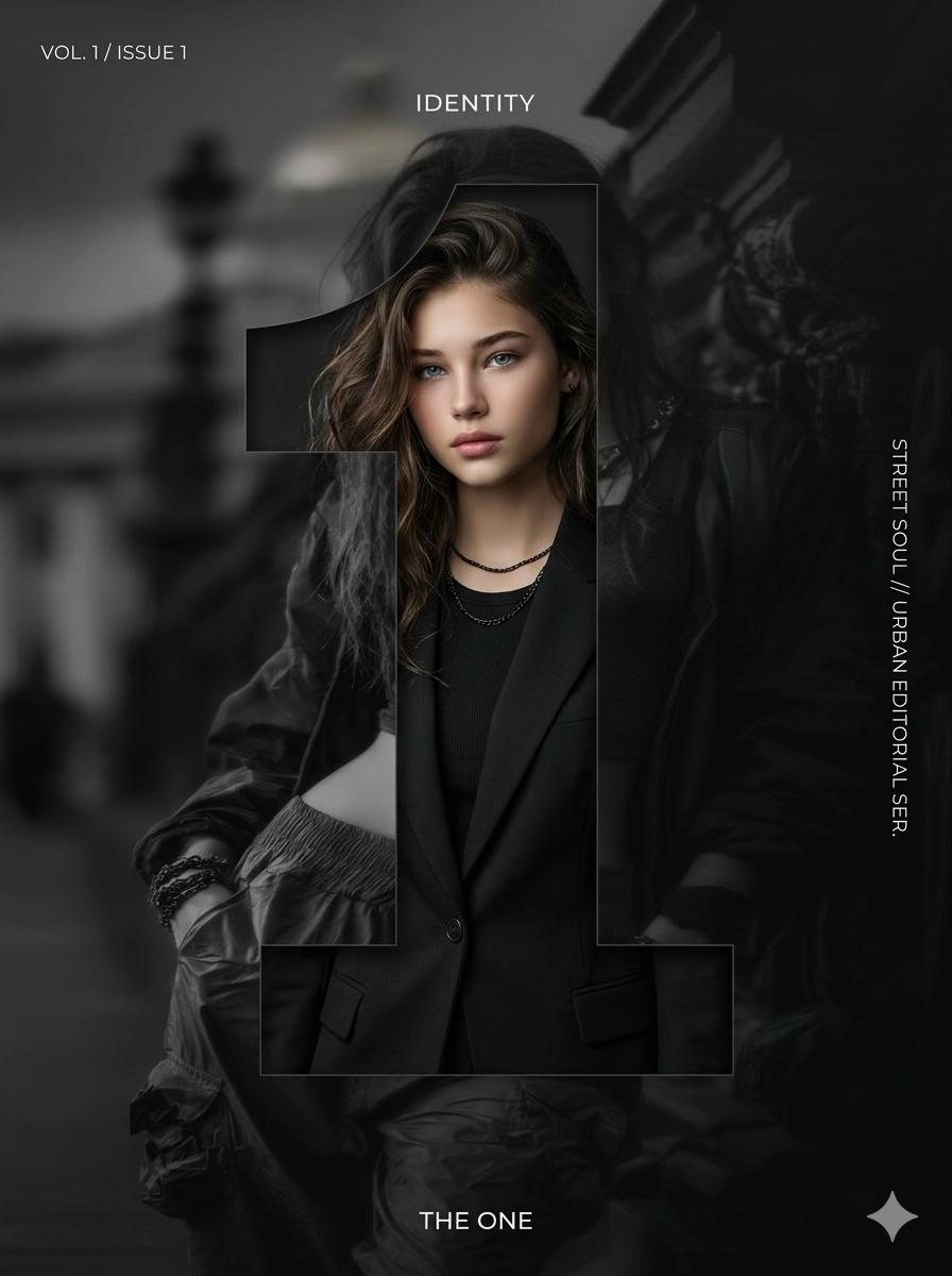 Symbol Cutout Editorial Poster — Fashion Portrait example 2