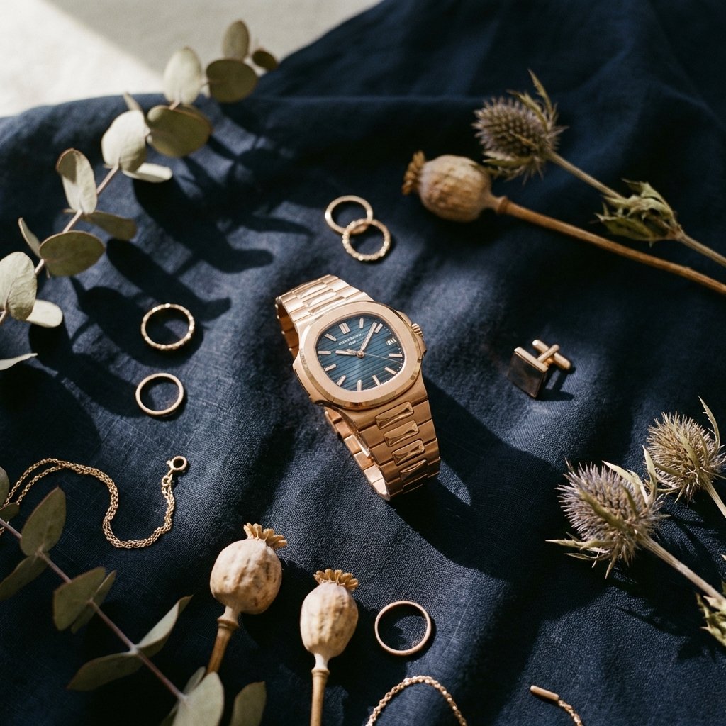 Luxury Product Flat Lay — High-End Editorial Top-Down Photo example 3