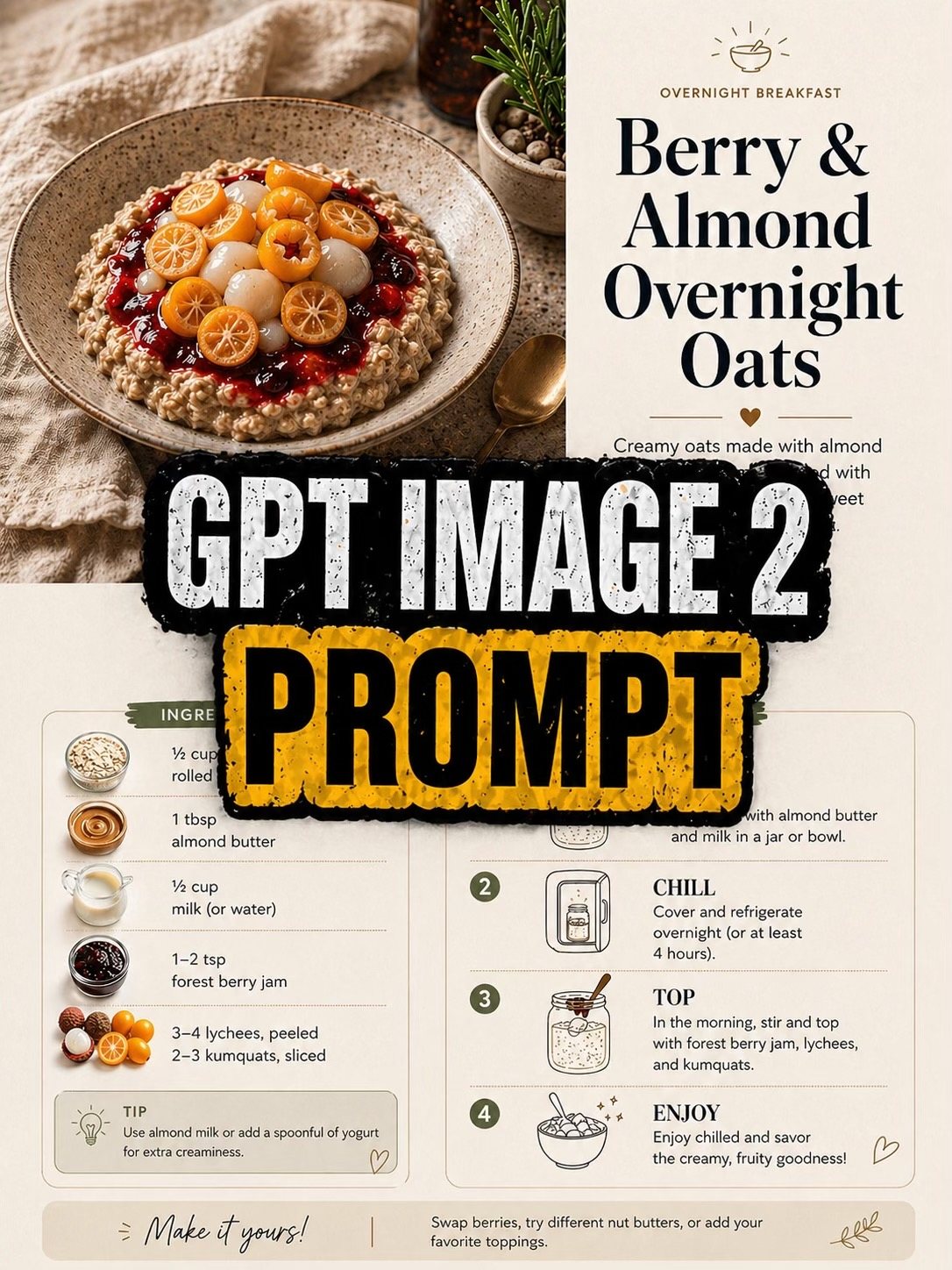 Ingredient Photo → Designed Recipe Page (GPT Image 2) example 1