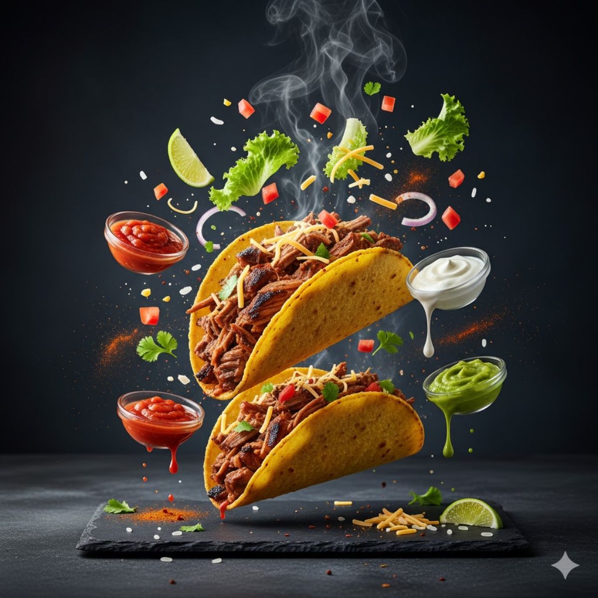 Floating Cinematic Food Stack example 1