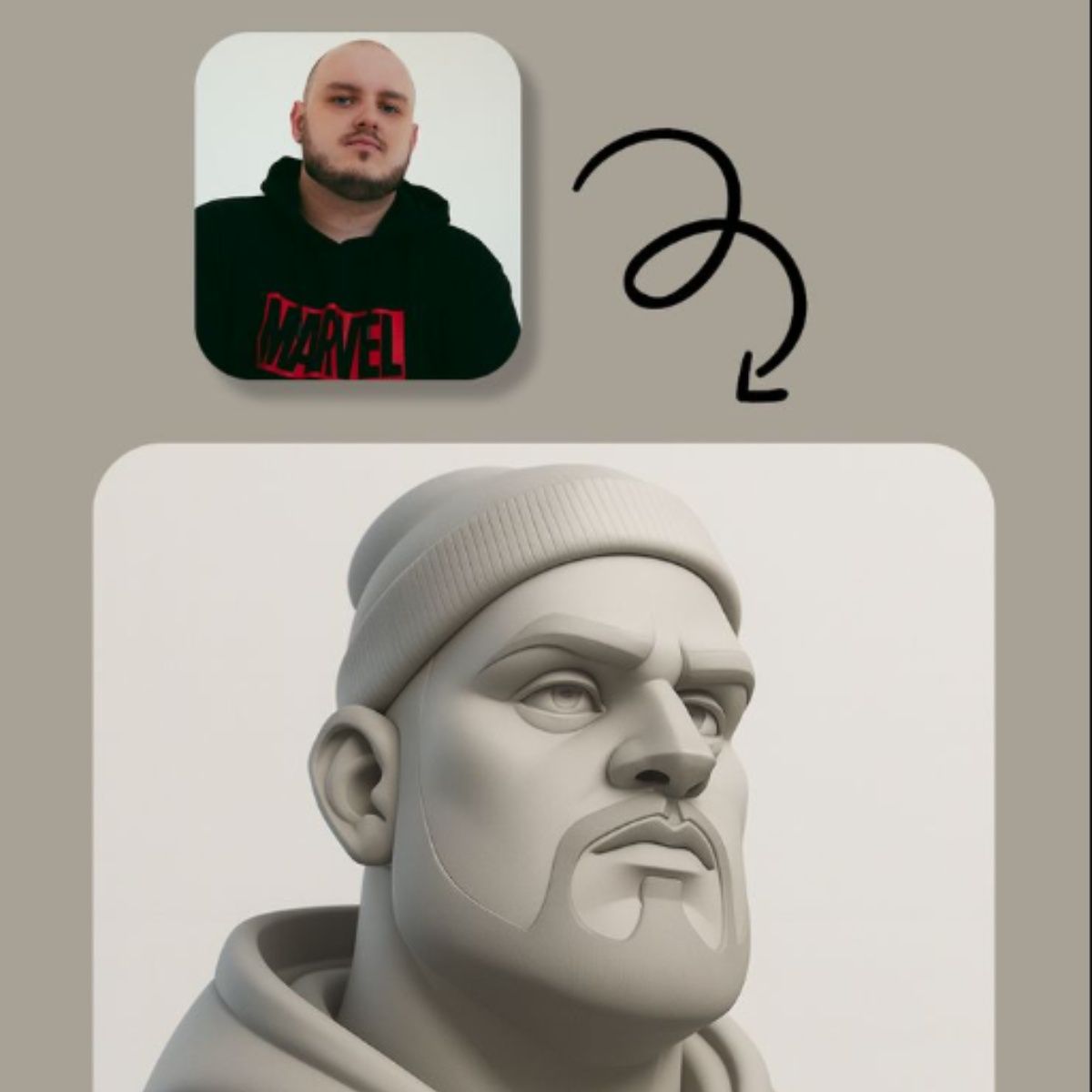 3D Sculpt Bust Portrait example 1