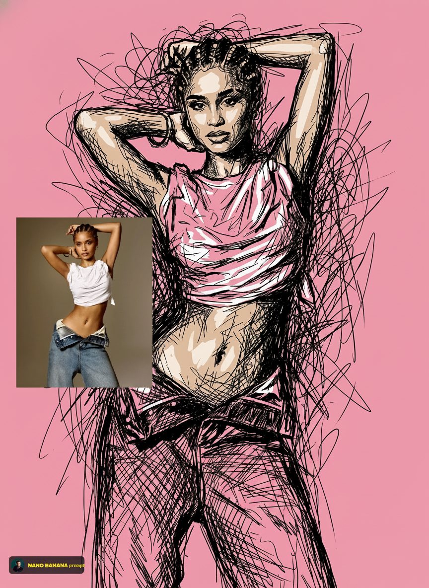 Chaotic Ink Scribble Poster — Raw Energy Portrait example 5