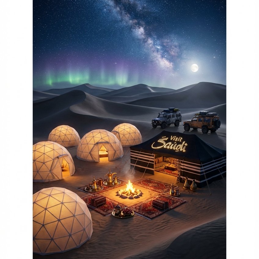 Sands & Stars Saga — Saudi Desert Night Camp with Brand Logo example 5