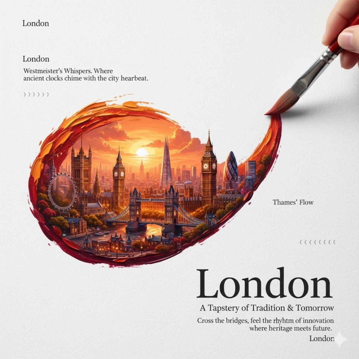 Brushstroke City Fusion Poster Prompt example 2