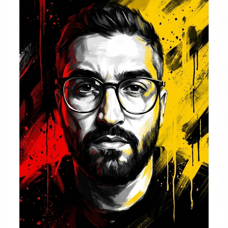 Dramatic Red & Yellow Digital Painting Portrait example 1