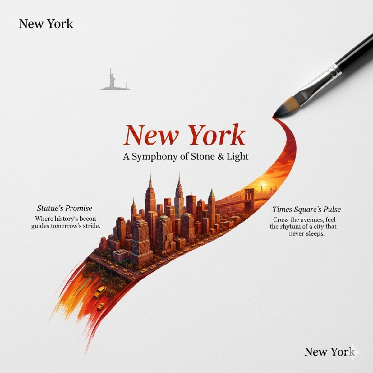Brushstroke City Fusion Poster Prompt example 1