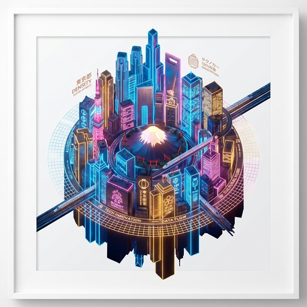 3D Infographic City Map — Cinematic Data Sculpture with Landmarks example 2