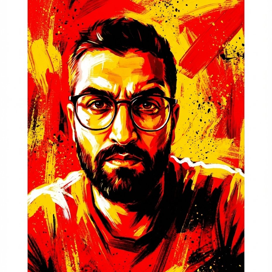Dramatic Red & Yellow Digital Painting Portrait example 3