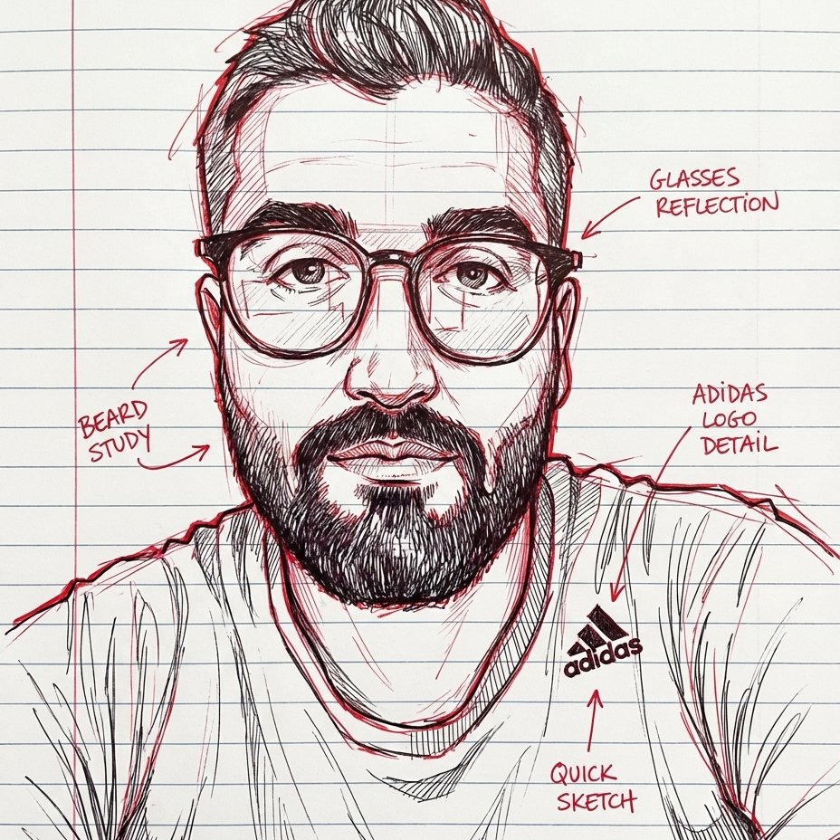 Red Pen Portrait Illustration from Your Photo example 1