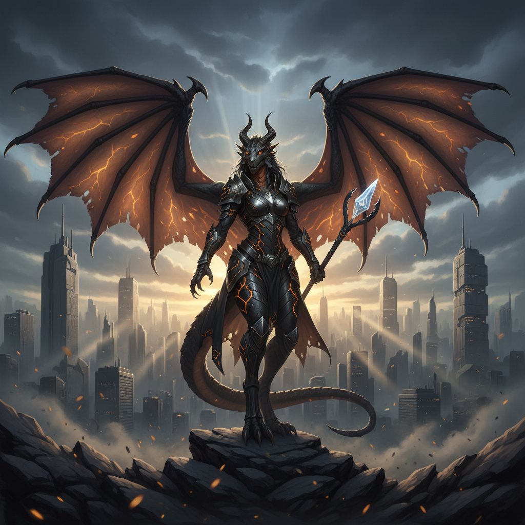 Anthropomorphic dragon-woman example 1