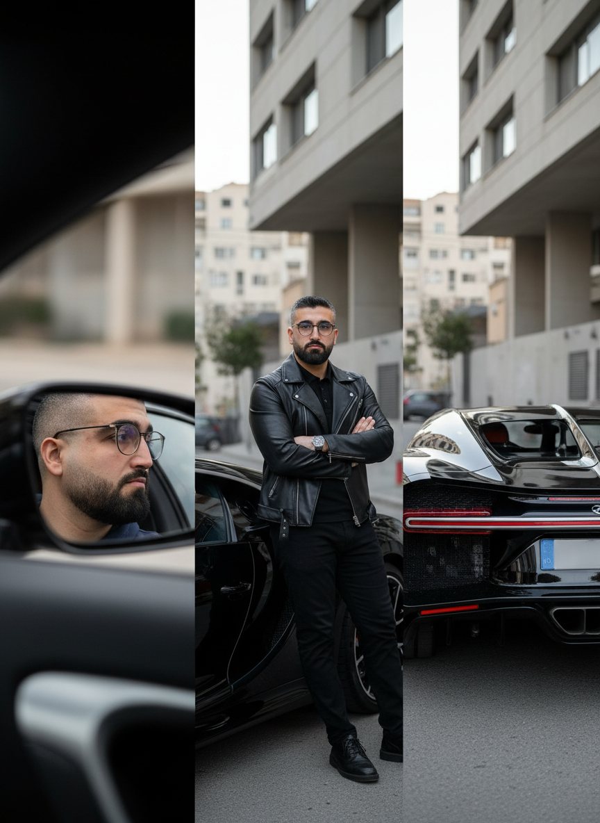 Cinematic Black Bugatti — 3-Shot Auto Editorial example 1