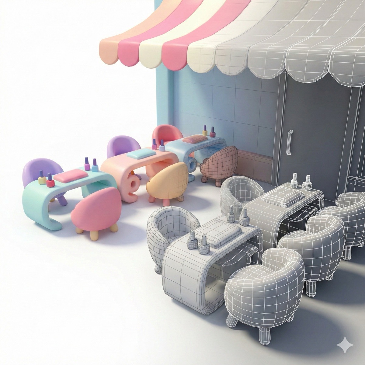 Playful 3D Object + Mesh Hybrid Prompt example 1