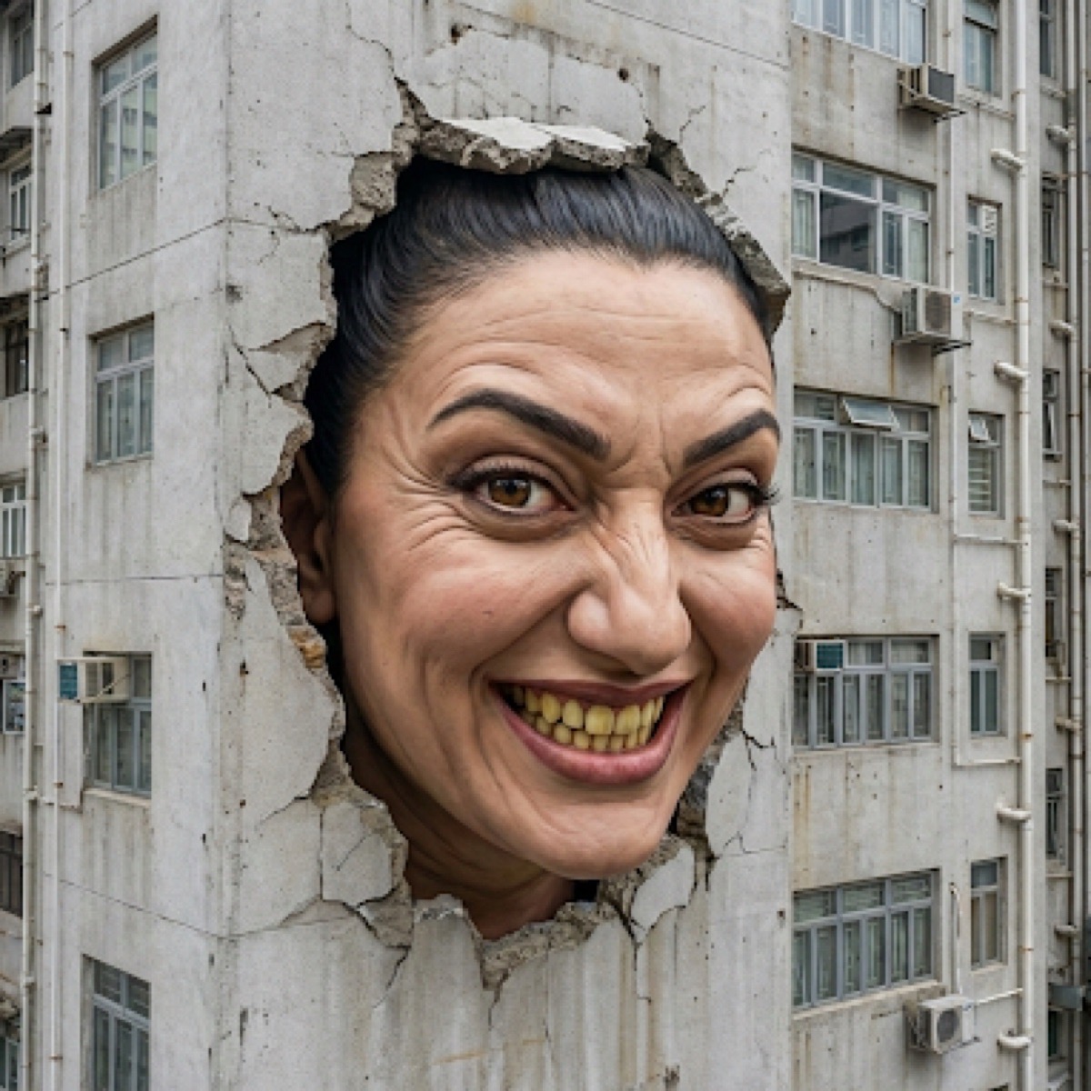 Sinister Wall-Burst Portrait Prompt example 1