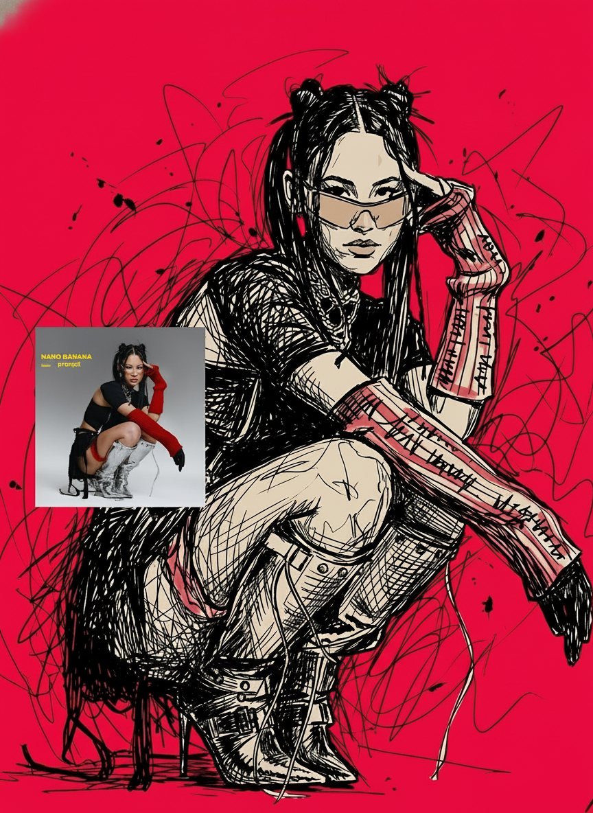 Chaotic Ink Scribble Poster — Raw Energy Portrait example 3