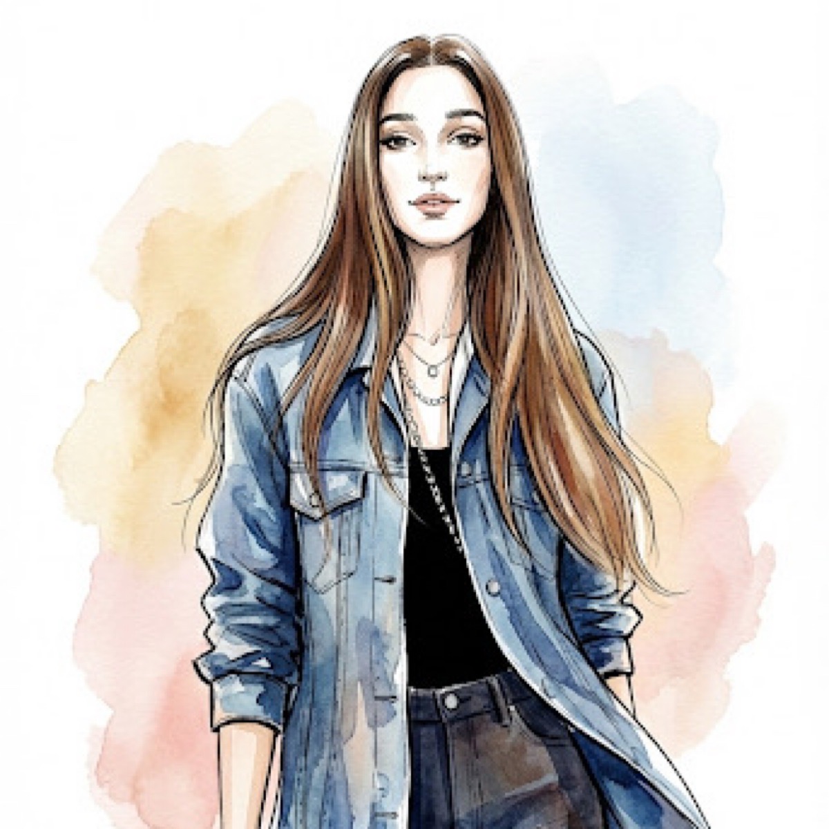 Convert any image to watercolor Fashion Model Illustration example 1