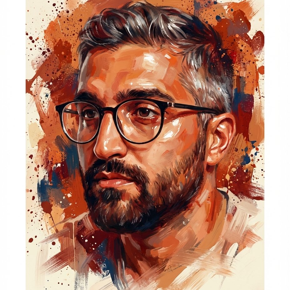 Editorial Acrylic Portrait Painting from Your Selfie example 2