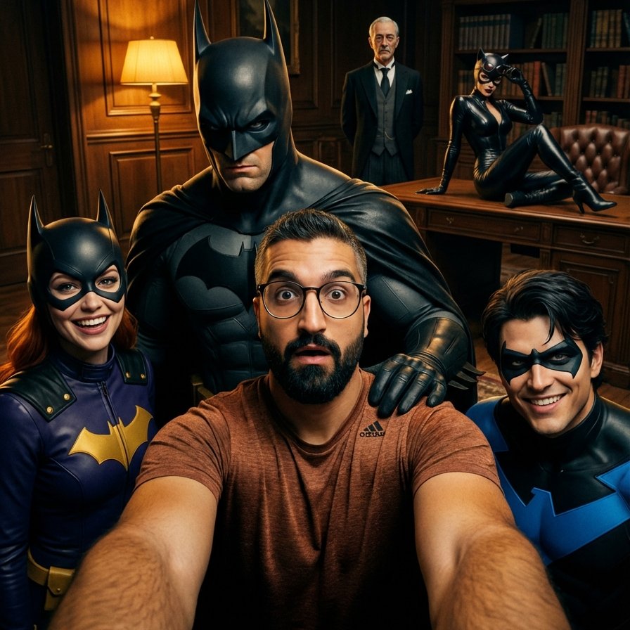 Selfie with the Batman Family — Cinematic Group Photo with DC Characters example 2