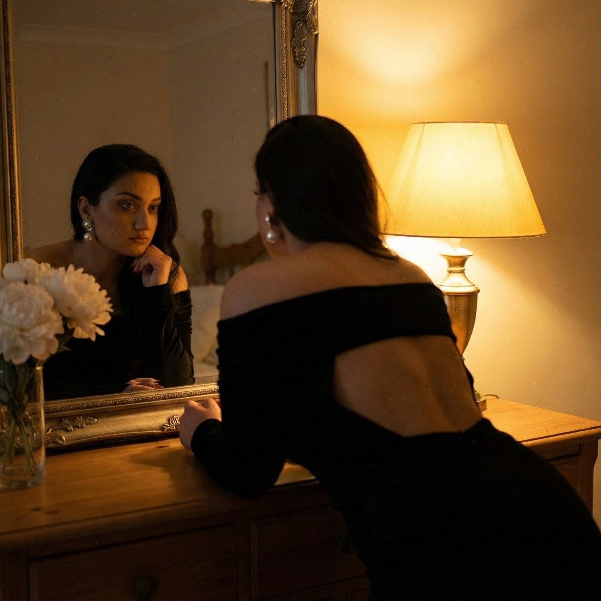 Cinematic Mirror Portrait Prompt example 1