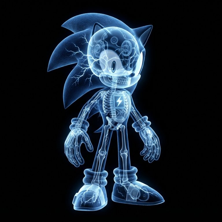 X-Ray Character Portrait — Glowing Skeleton Hyperrealistic Art on Black example 1