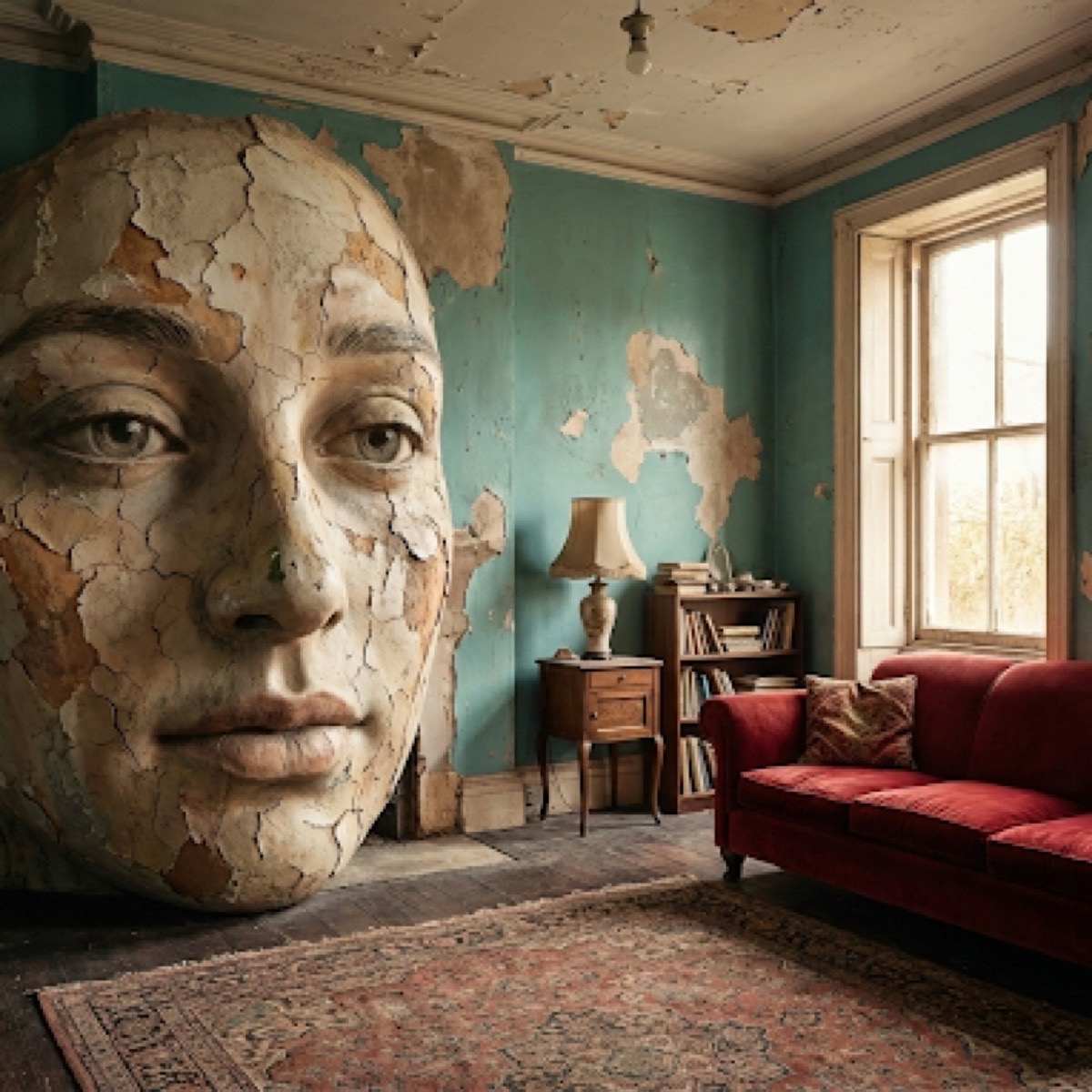 Surreal Vintage Face-Room Render Prompt example 1