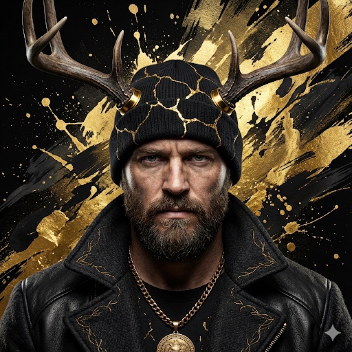 Golden Antler Surreal Portrait Prompt example 1