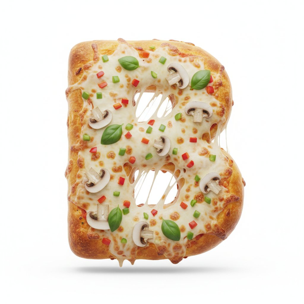 Pizza Alphabet — 3D Cheesy Letter Typography example 3