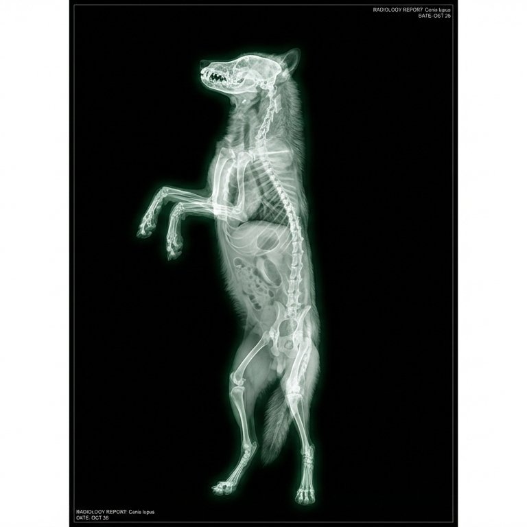 X-Ray Character Portrait — Glowing Skeleton Hyperrealistic Art on Black example 2