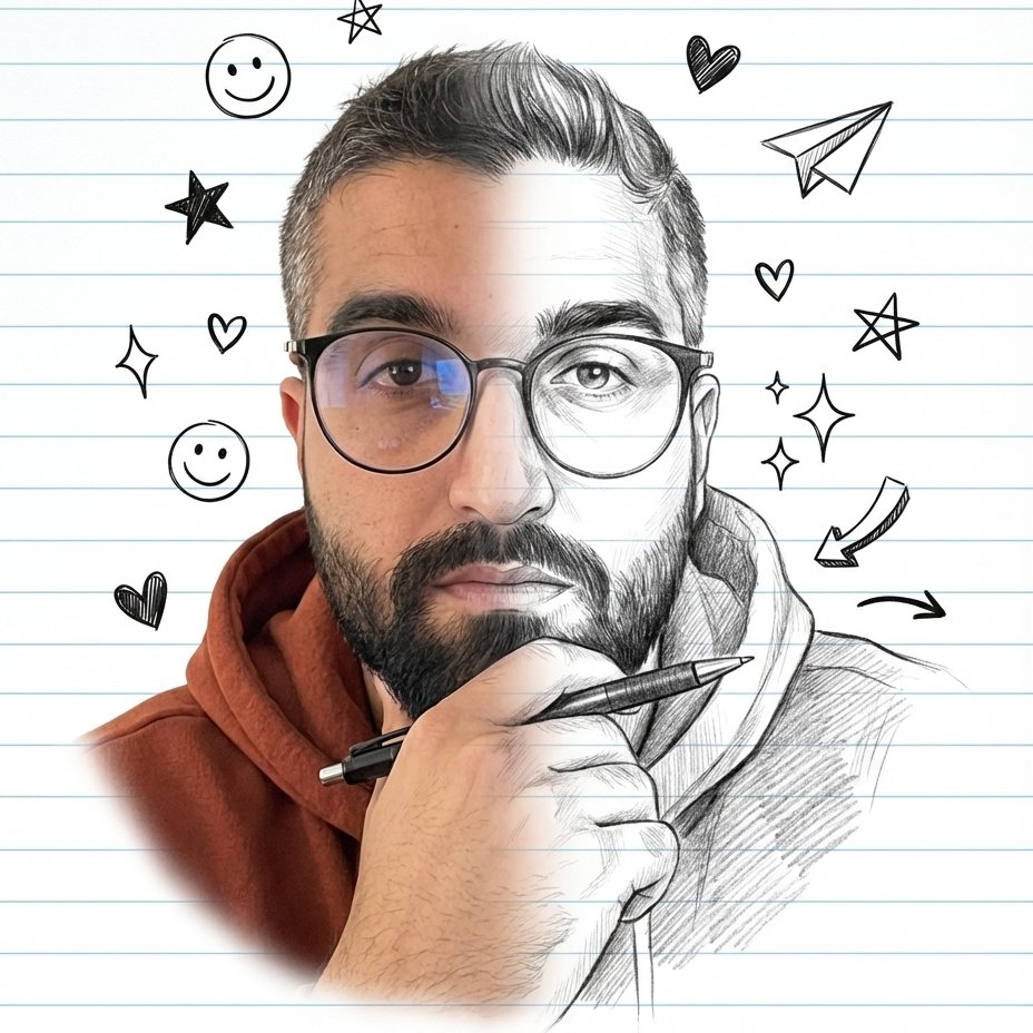 Half Photo Half Pencil Sketch Portrait from Your Selfie example 3