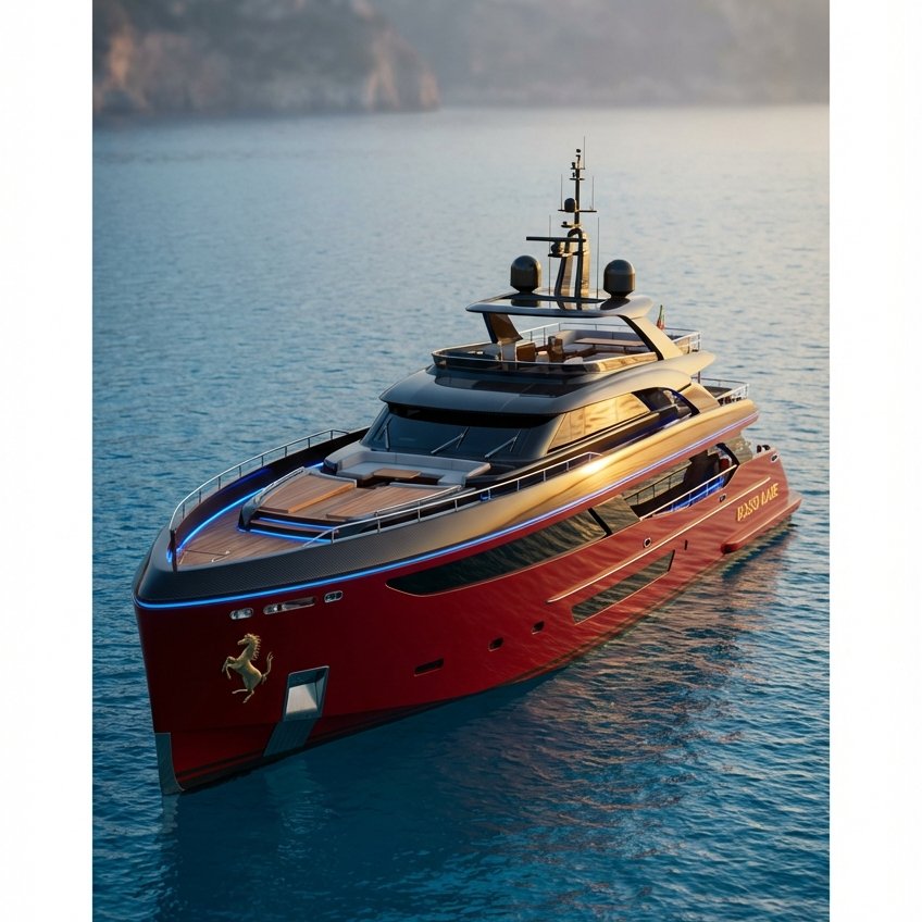Luxury Mega Yacht — Brand-Inspired 3D Cinematic Render example 2