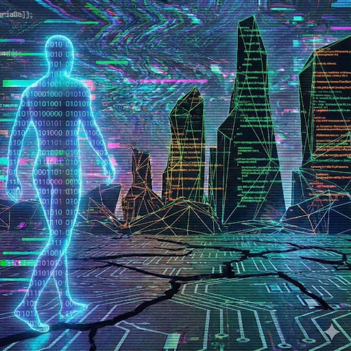 Glitch-Art Cyber Specter Prompt example 1