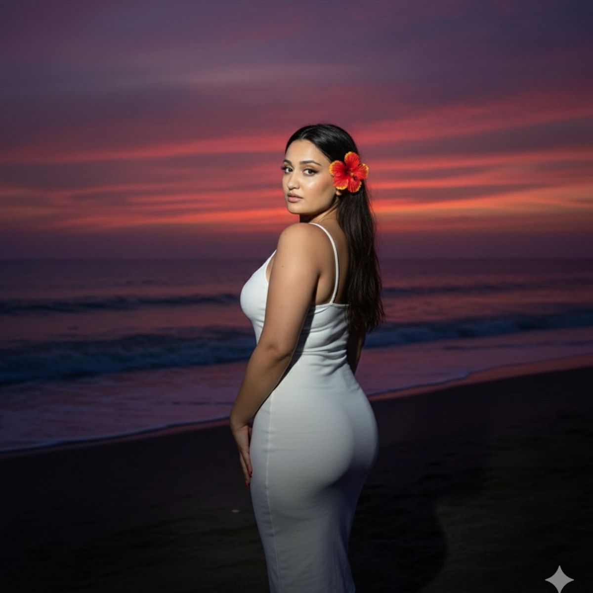 Trendy Gemini AI beach photo generating prompt example 1