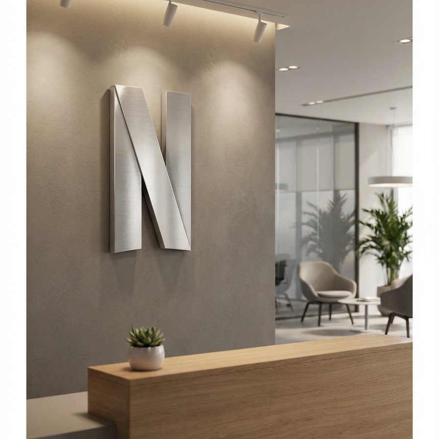 3D Office Lobby Logo Wall Mockup example 3