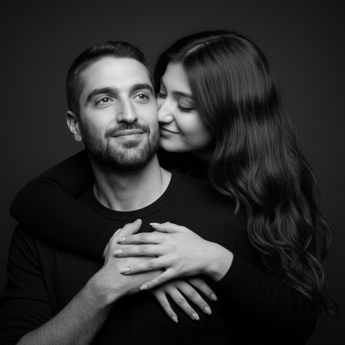 Gemini AI: Classic B&W Couple Portrait example 1