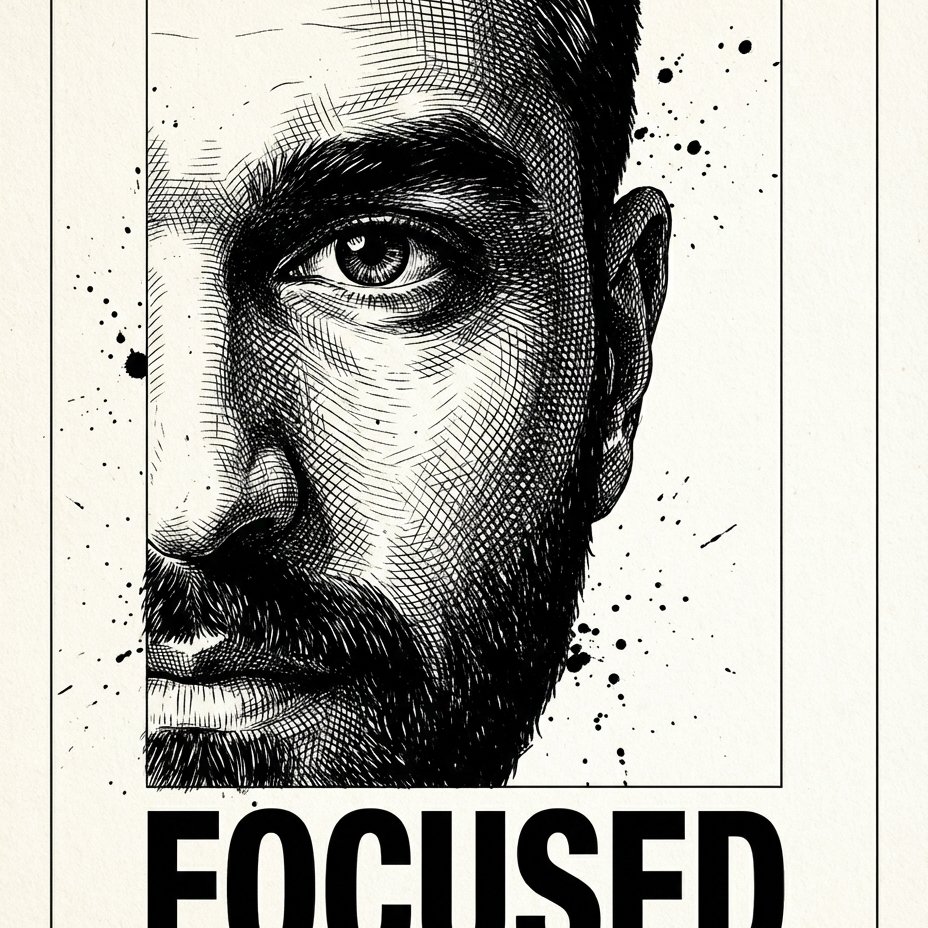 Half-Face Ink Engraving Portrait Poster from Your Selfie example 3