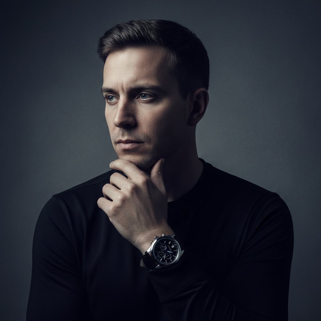 Cinematic Chiaroscuro Portrait with Dramatic Moody Lighting example 1
