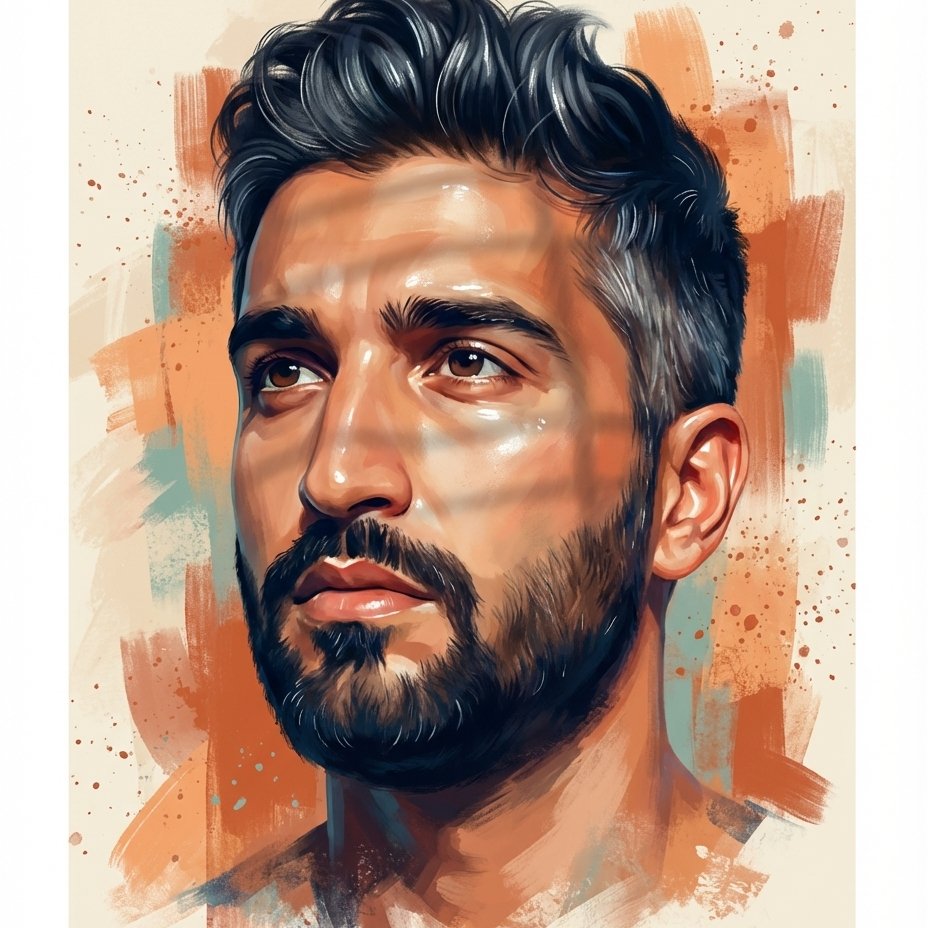 Editorial Acrylic Portrait Painting from Your Selfie example 1