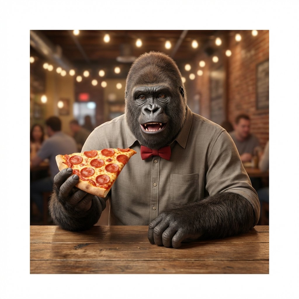 Gorilla Pizza Pep Talk — Viral Comedic Motivational VEO3 Prompt example 5