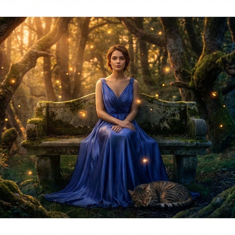 Dawn in the Magic Forest — Cinematic Golden Hour Portrait with Your Cat example 3